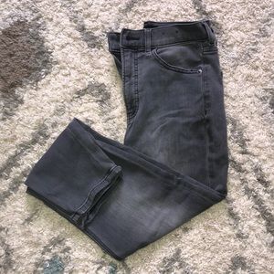 Express Super-High-Rise Washed Black Mom Jean